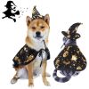New Halloween printing wizard cloak set pet dog cat hat set jewelry