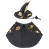 New Halloween printing wizard cloak set pet dog cat hat set jewelry