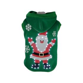Pet Life LED Lighting Hands-Up-Santa Hooded Sweater Pet Costume (size: Small - (FBP2GNSM))