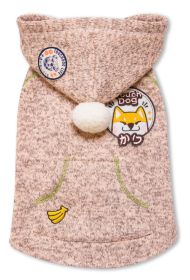 Touchdog Hippie Embellished Designer Sleeveless Pompom Pet Dog Hooded Sweater (Color: light pink, size: small)