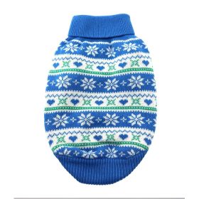 Dog Cable Knit 100% Cotton Sweater (Color: Snowflakes and Hearts Blue, size: 2X-Large)